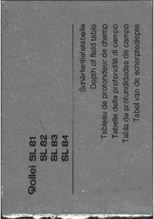 Rollei SL 83 manual. Camera Instructions.